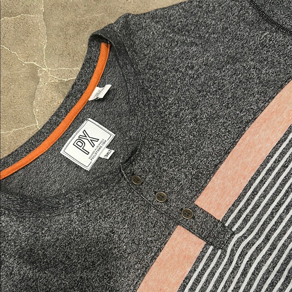 Big & Tall Men's Gray and Black Striped Shirt - Picture 3 of 5